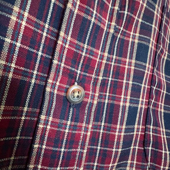 Pendleton Virgin Wool Plaid Button Shirt Burgundy Navy XL Old Money Western - Picture 2 of 7